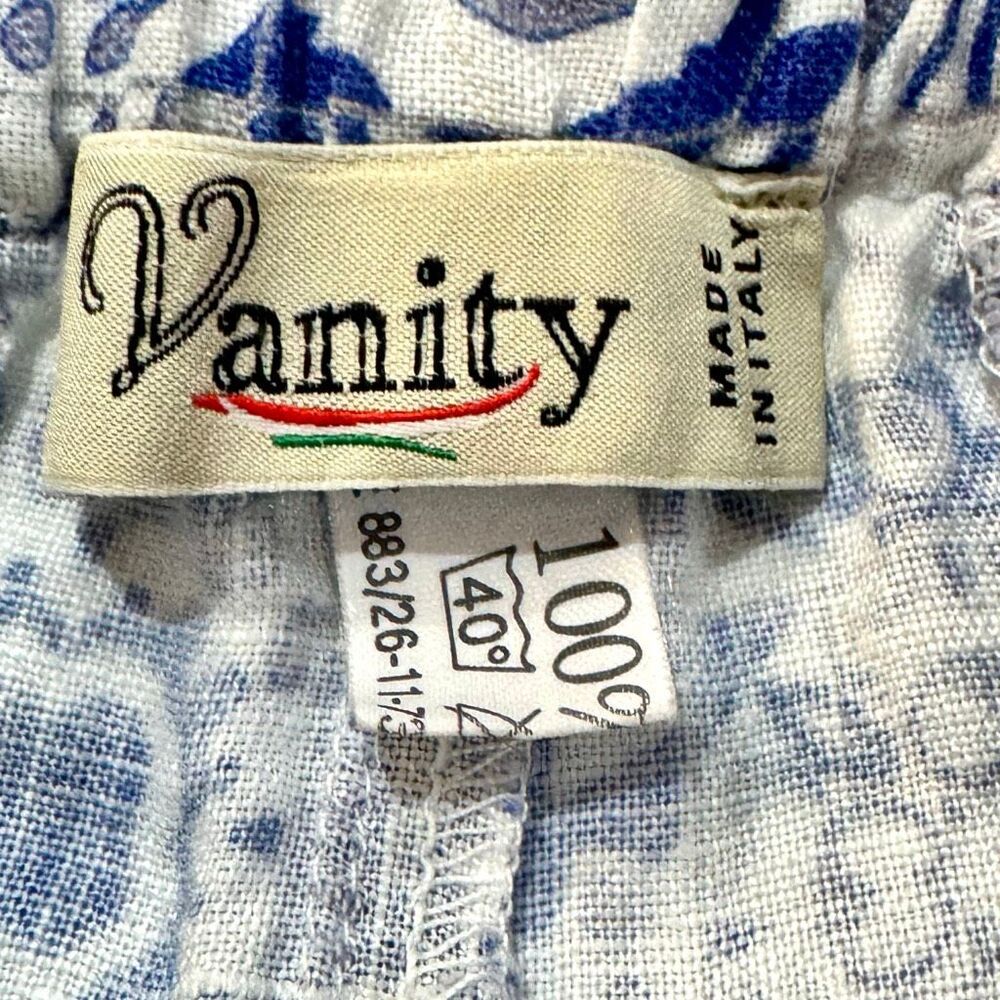 Vanity (Italy) 100% linen shorts. Blue/white. Medium (no tags) - Picture 4 of 7